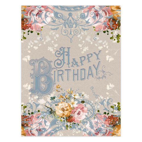 Vintage Inspired Happy Birthday Greeting Card