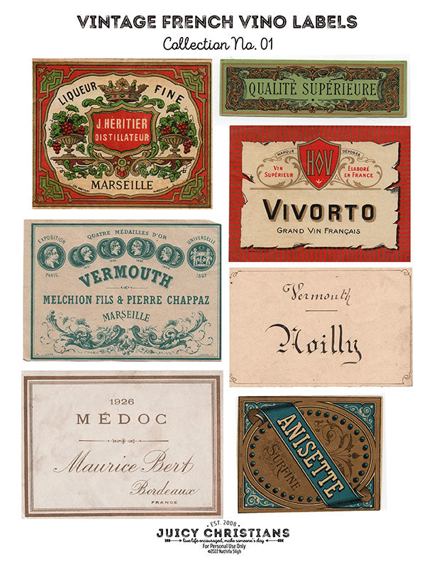 Vintage French Vino Label Collection No. 01