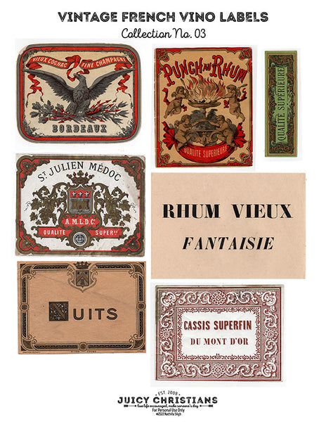 Vintage French Wine Labels - Full Collection