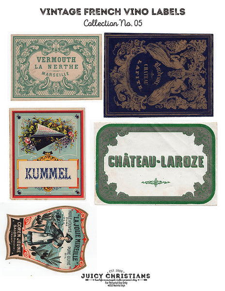 Vintage French Wine Labels - Full Collection